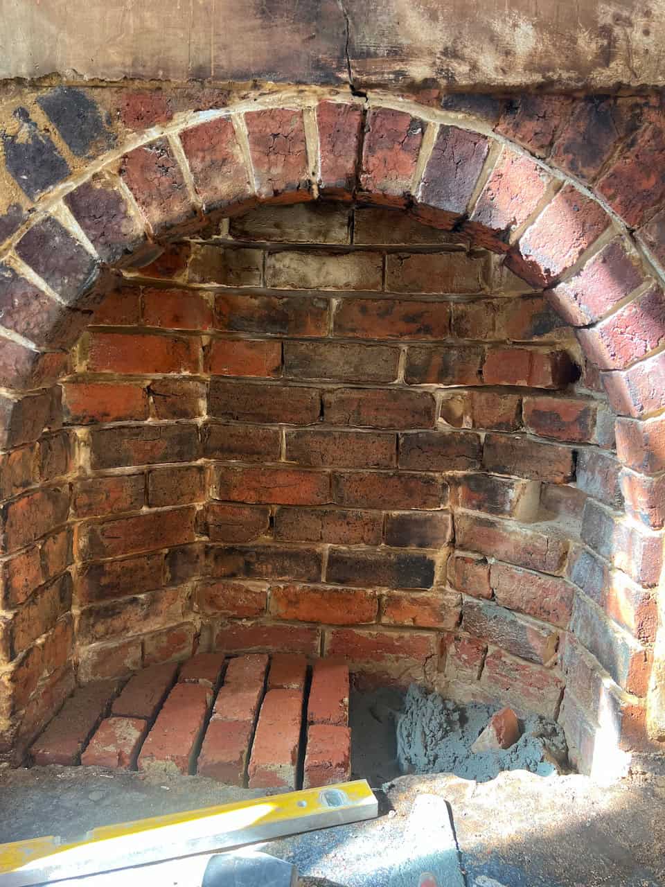 Old brick fireplace