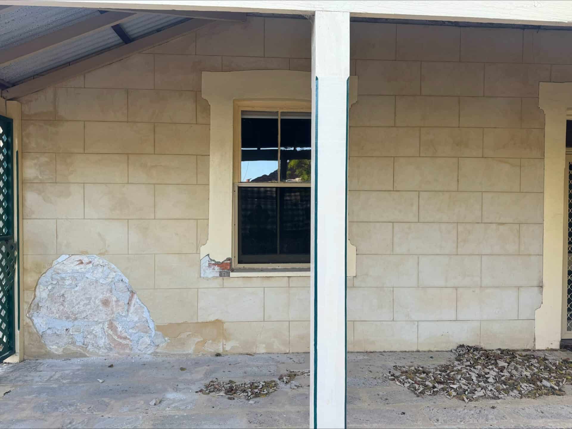 Wall having render removed