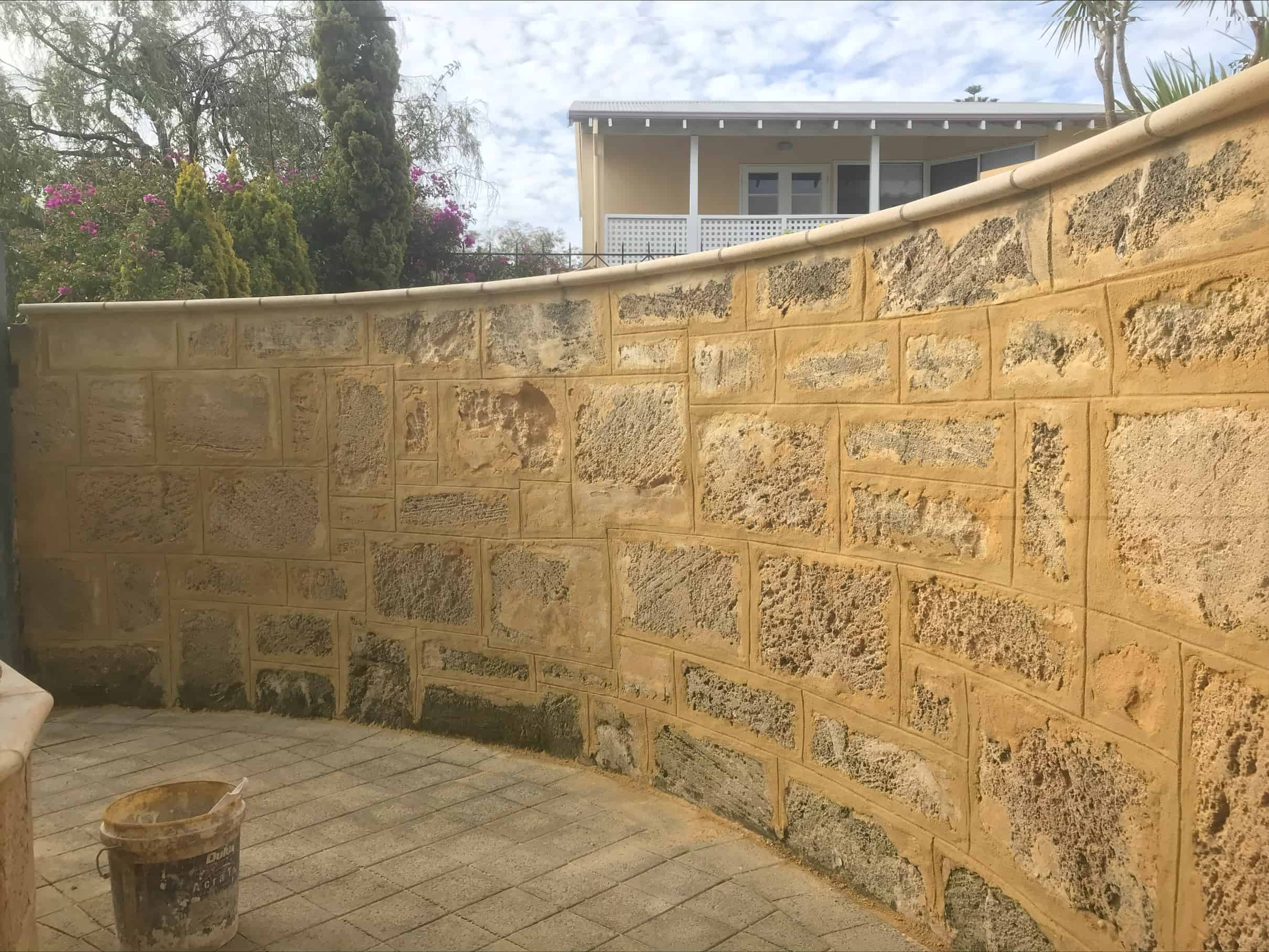 Wall after limestone repair and restoration